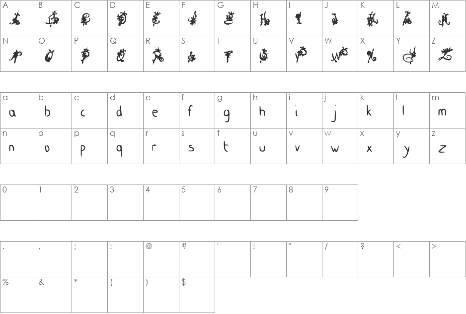 King Dirt Royal font character map preview