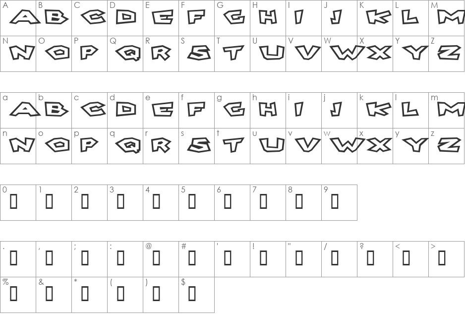 King Kikapu font character map preview