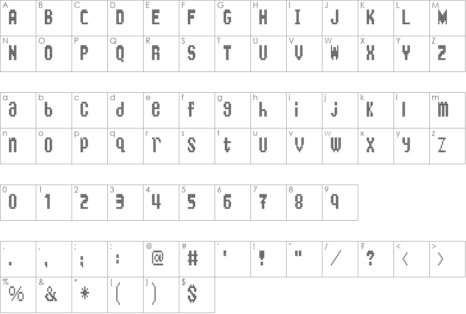KingBus font character map preview