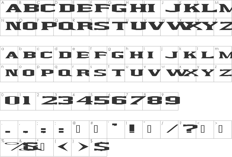 Kingfresh font character map preview