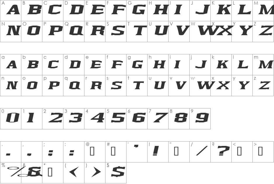 KingfreshCondensed font character map preview