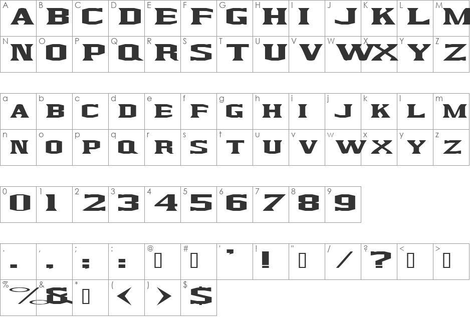 KingfreshCondensed font character map preview
