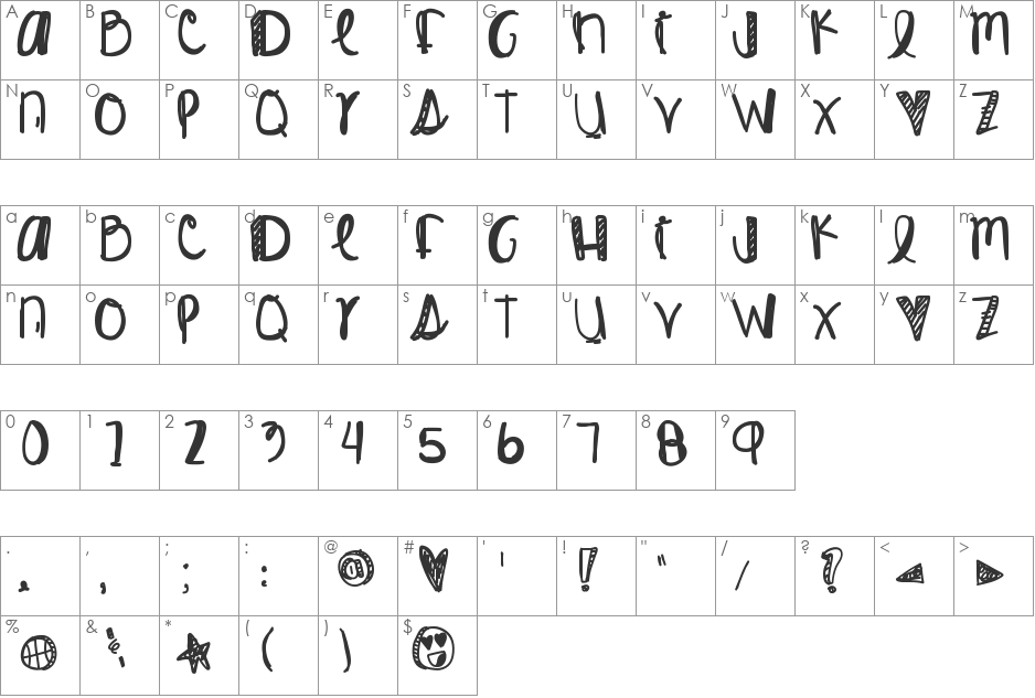 KingJames font character map preview