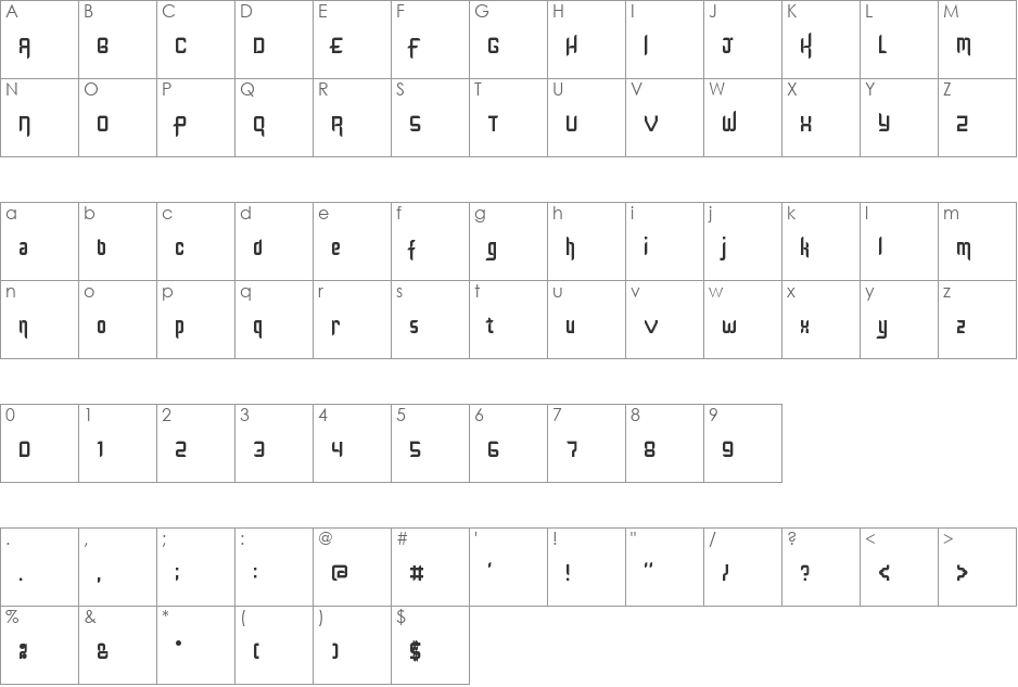 Kinglify font character map preview