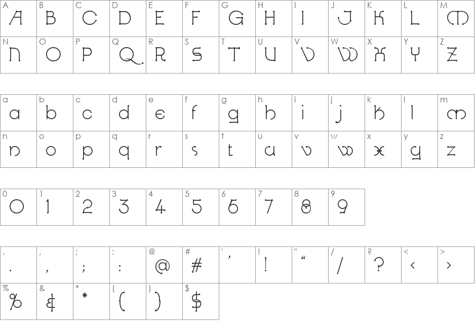 Kingthings Knobson font character map preview