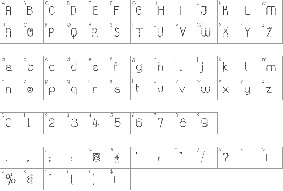 Kingthings Poppalok font character map preview