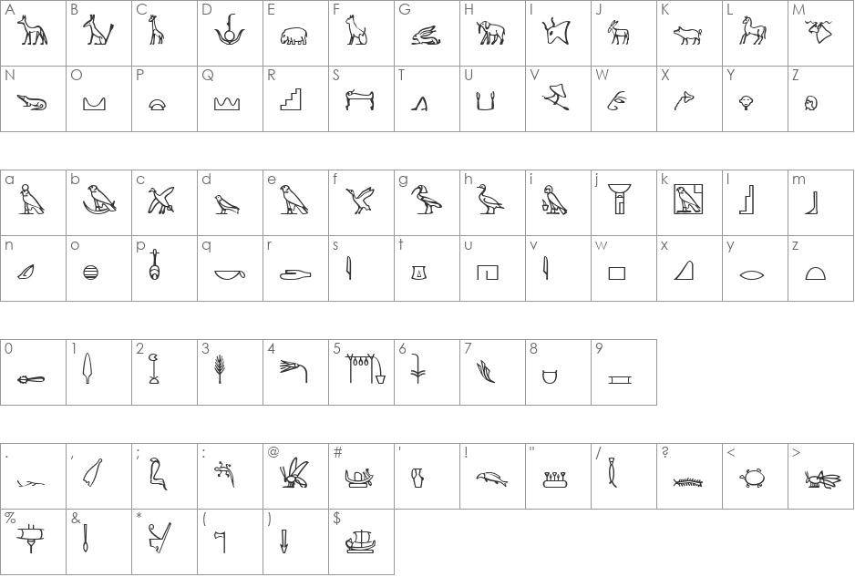 KingTut-Too font character map preview