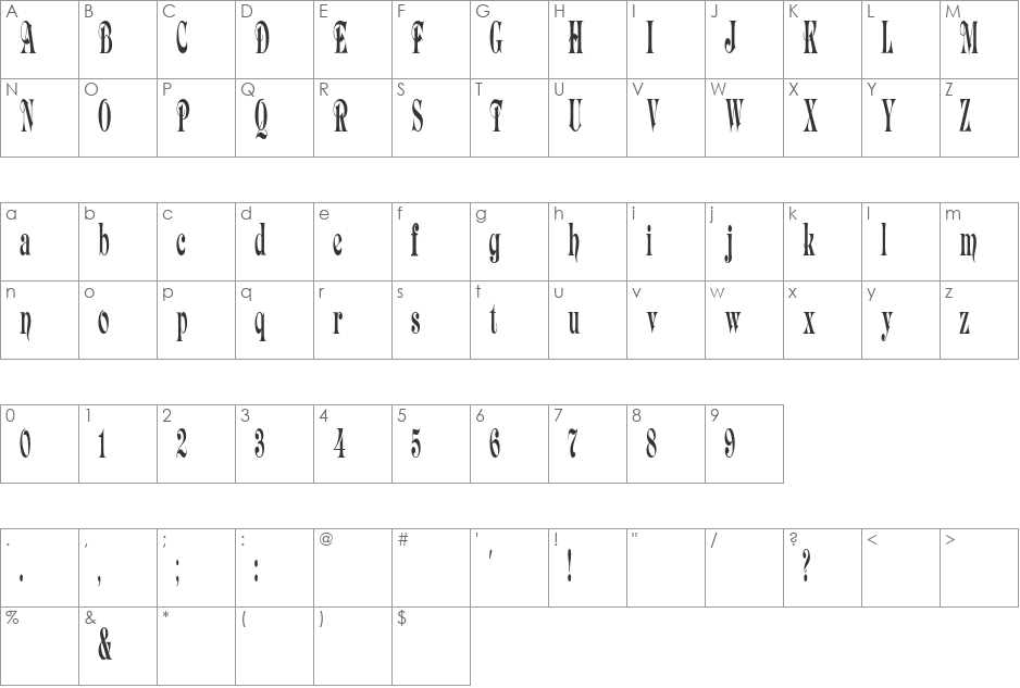 Aspen font character map preview