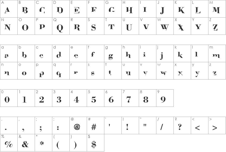 Kishint Mild font character map preview