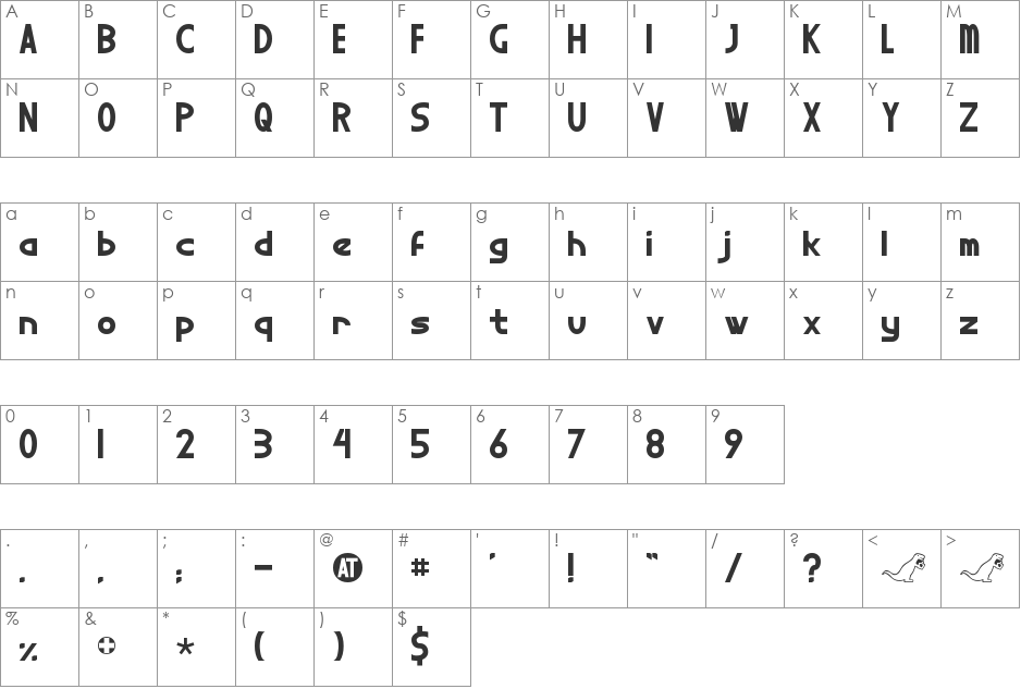 Kitchener font character map preview