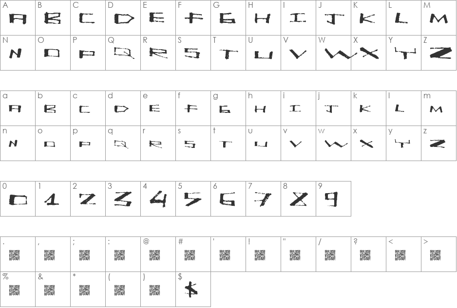 KiteHigh font character map preview