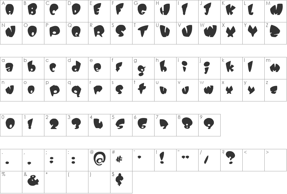 Kitty Weed font character map preview