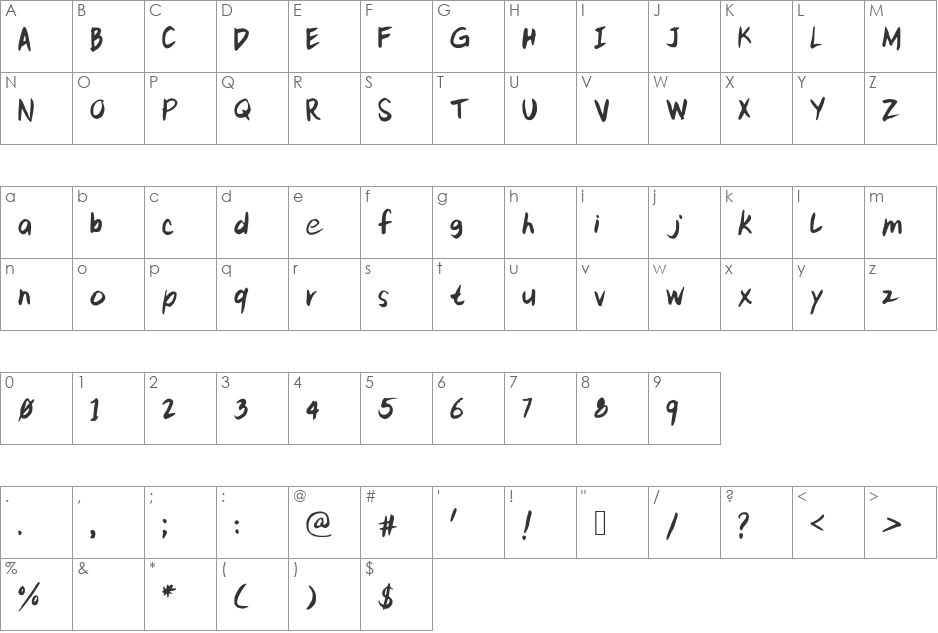 kitTypeExtra font character map preview