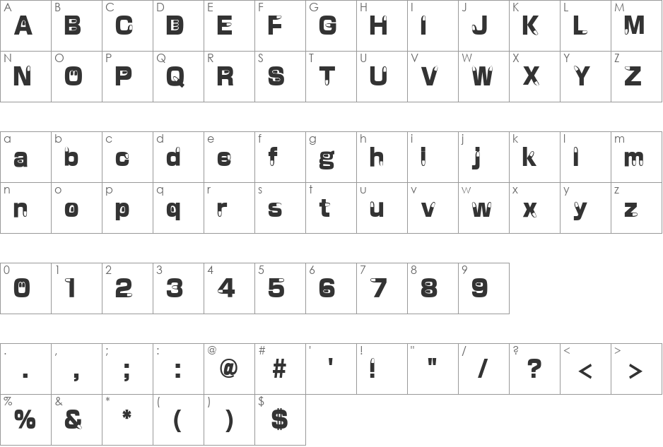 KK font character map preview