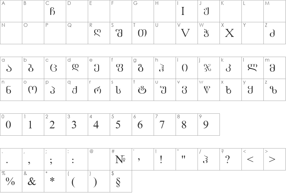 AcadMt_n font character map preview