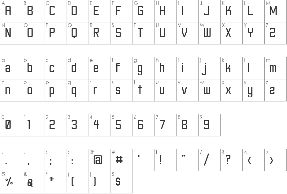 Klapa font character map preview