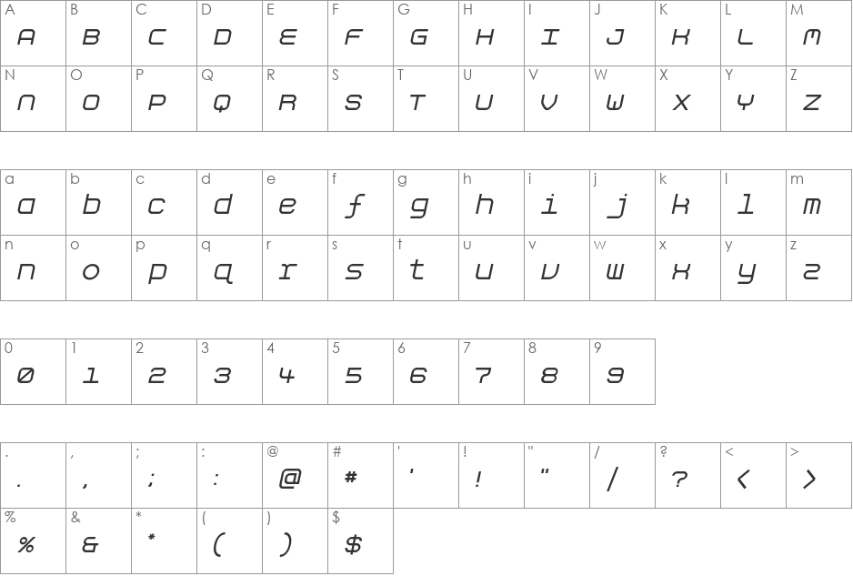 Aspirin-Intoxicate font character map preview