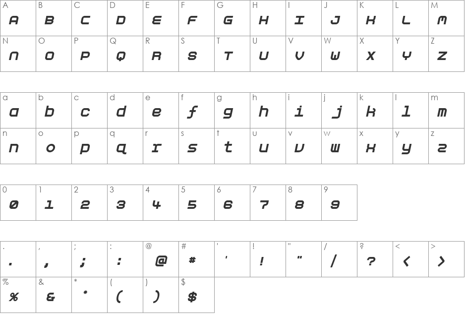 Aspirin-Refill-Collapsed font character map preview
