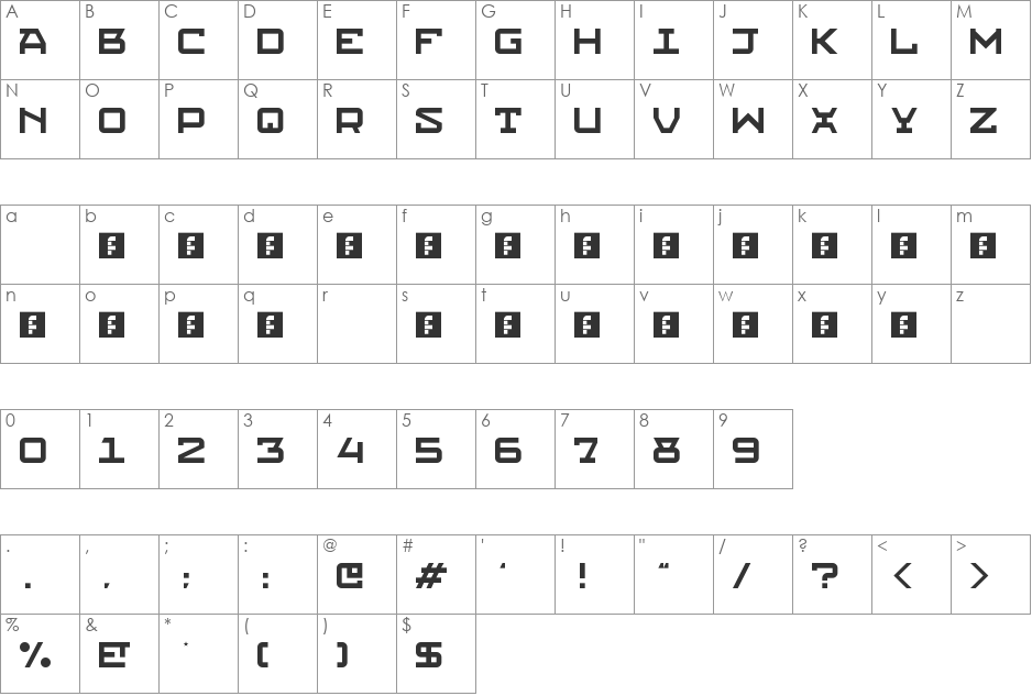 Klonk Narrow font character map preview