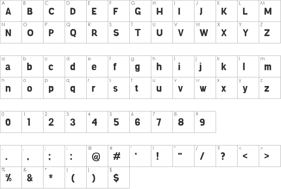 Knema font character map preview