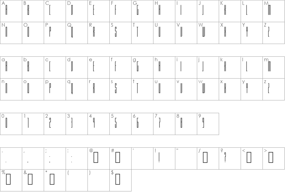 Knifer 600 font character map preview