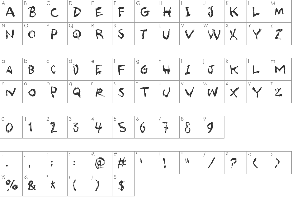 Asqualt font character map preview