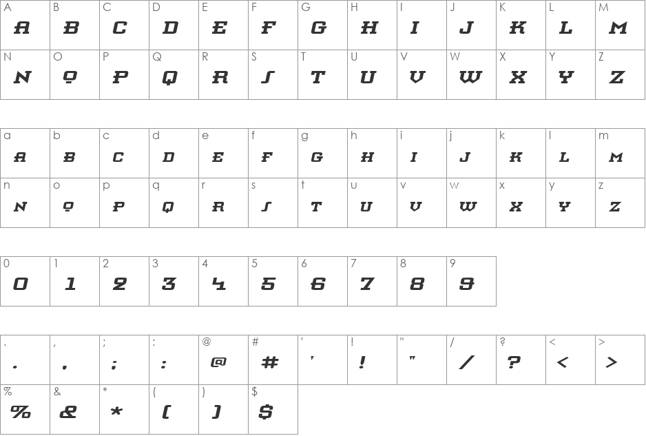 KnomenExtended font character map preview