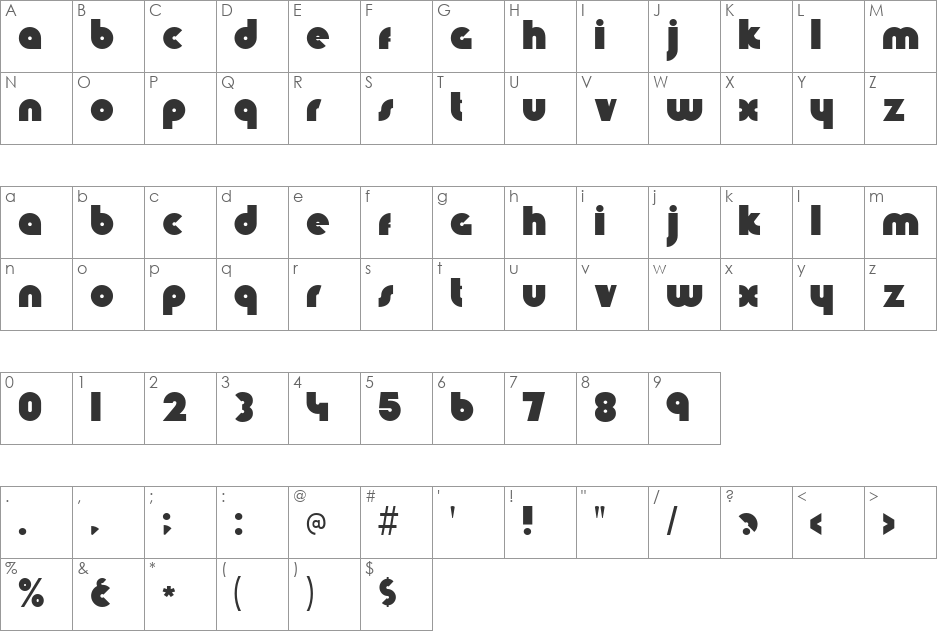 Knuckle Down font character map preview