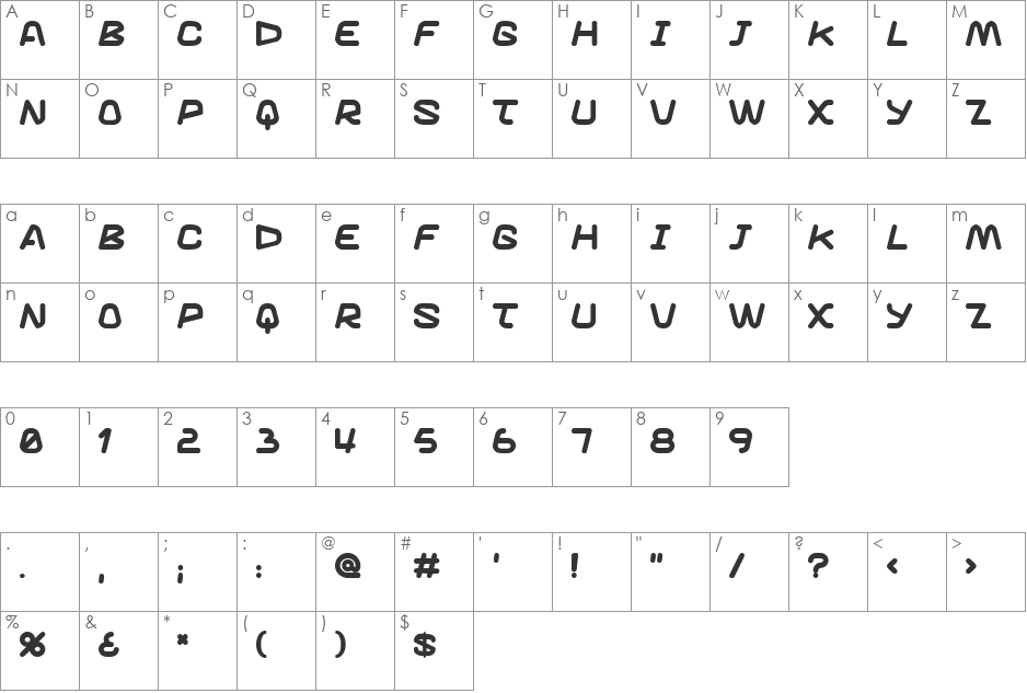 Knuckle sandwich font character map preview