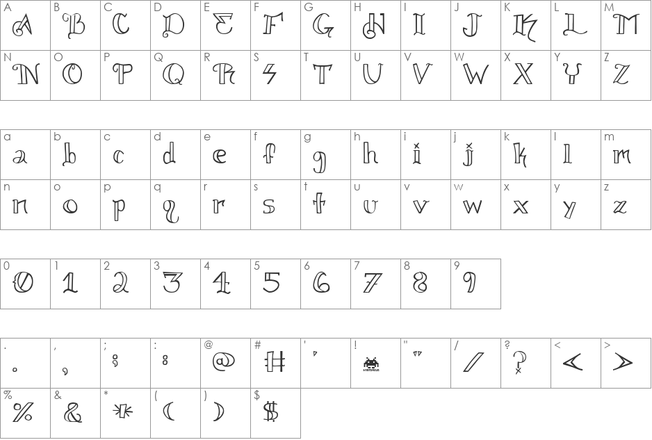 knuckle.tatz font character map preview