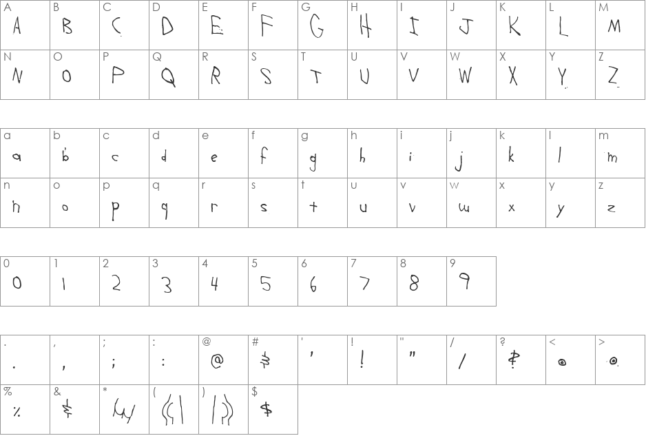 Ass font character map preview
