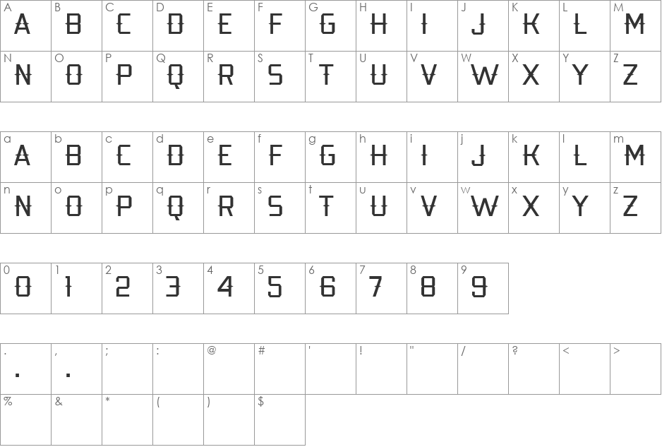 Kobarapi font character map preview