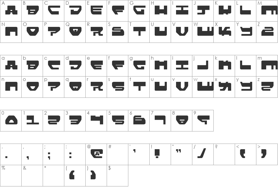 Kobbu font character map preview
