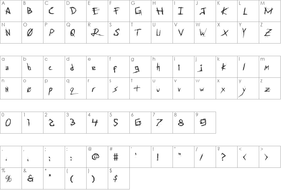 Assassin Nation Outline font character map preview