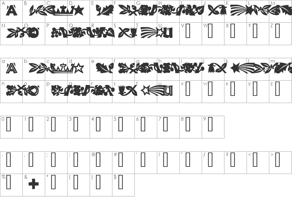 Koch Dingbats font character map preview