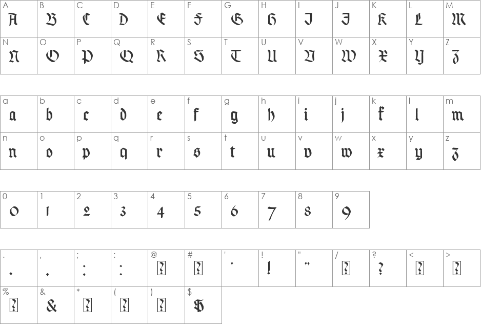 kochblack font character map preview