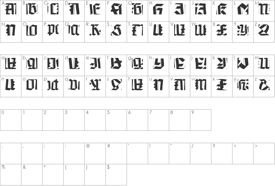 Kochfragments font character map preview