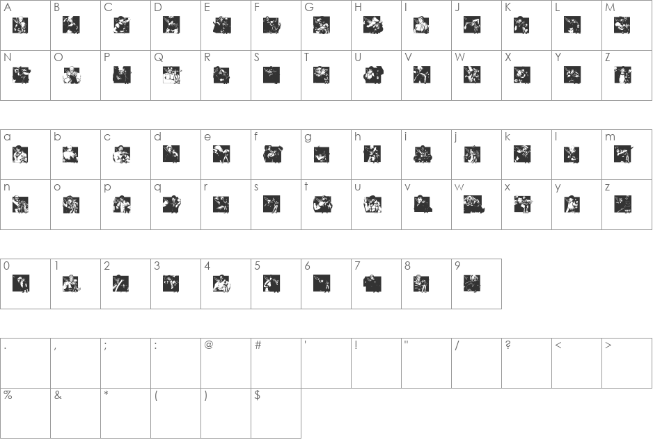 KOF Dingbats font character map preview