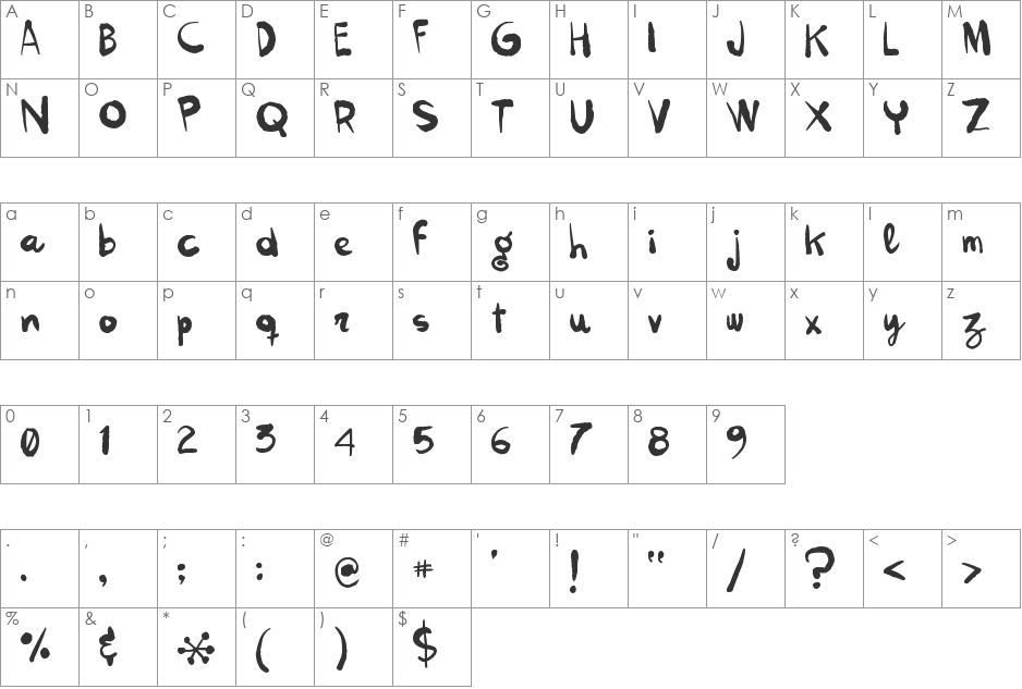 kokekoko light font character map preview
