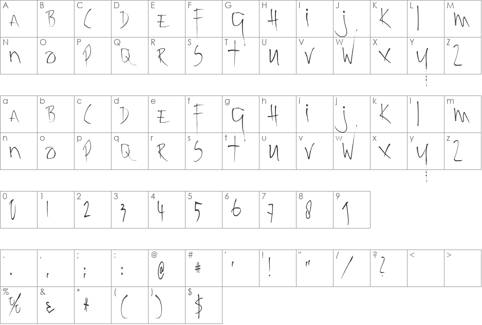 Kolkata Hotelroom font character map preview