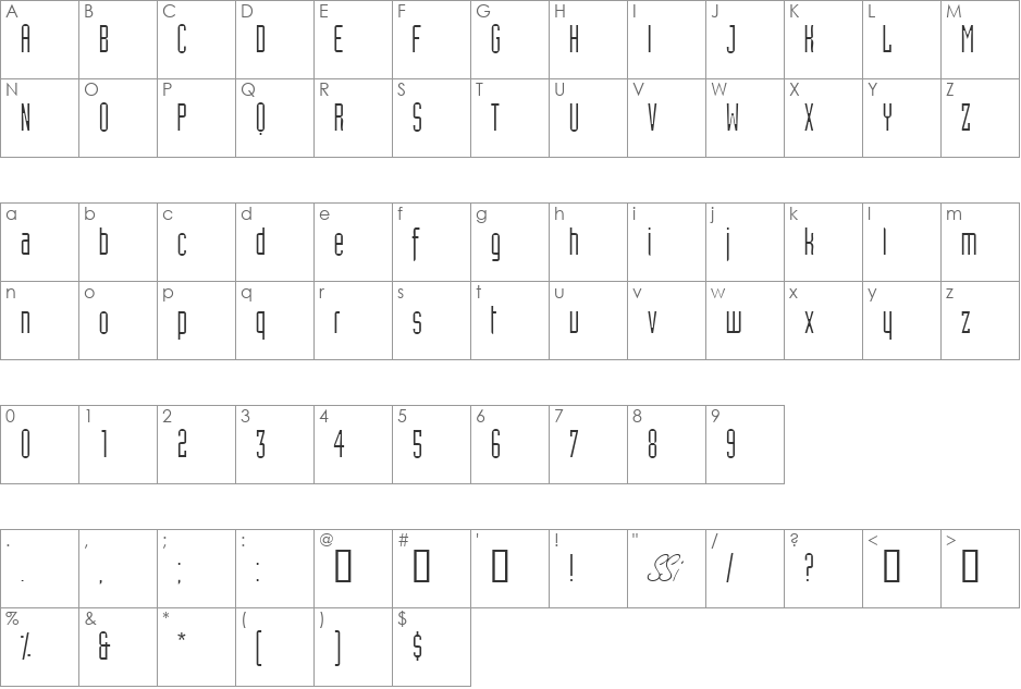 AssemblyLightSSK font character map preview