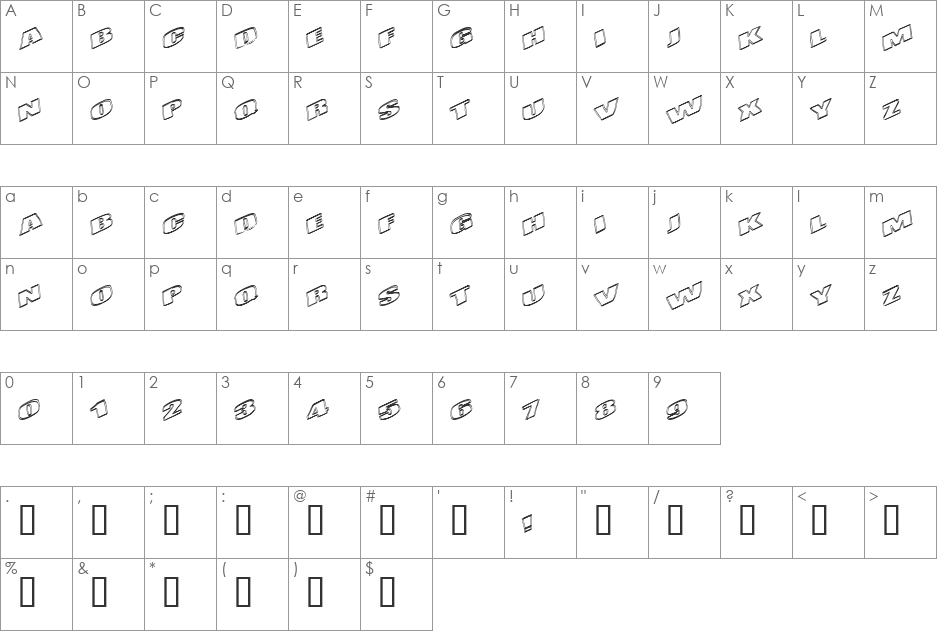 KometenMelodie1 font character map preview