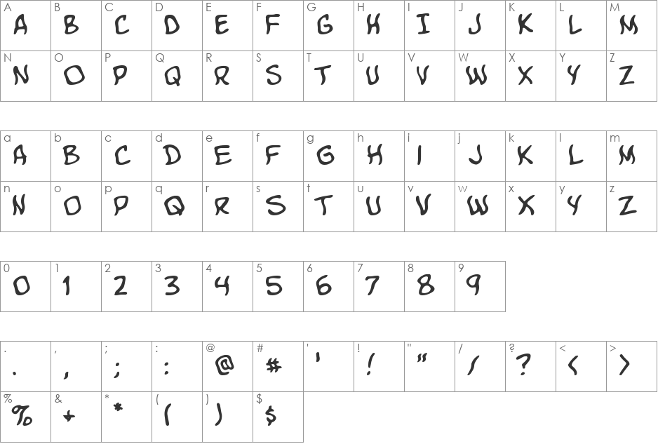 Komika Boo font character map preview