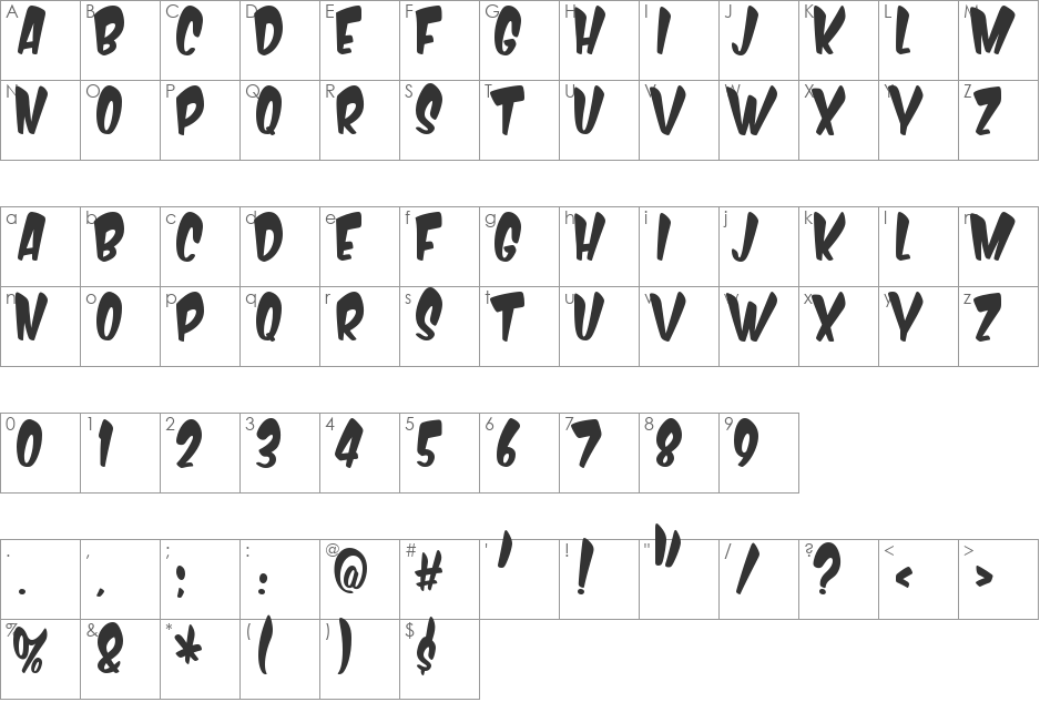 Komika Boogie font character map preview