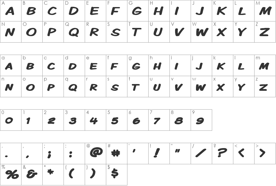 Komika Display font character map preview