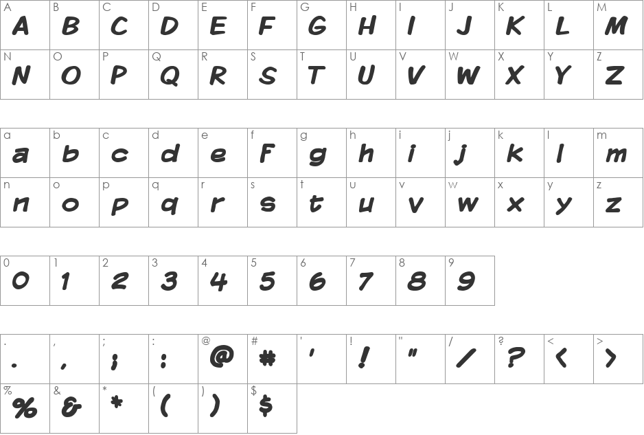 Komika Display font character map preview