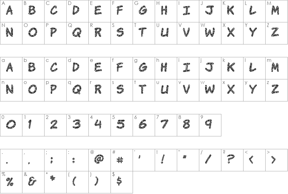 Komika Krak font character map preview
