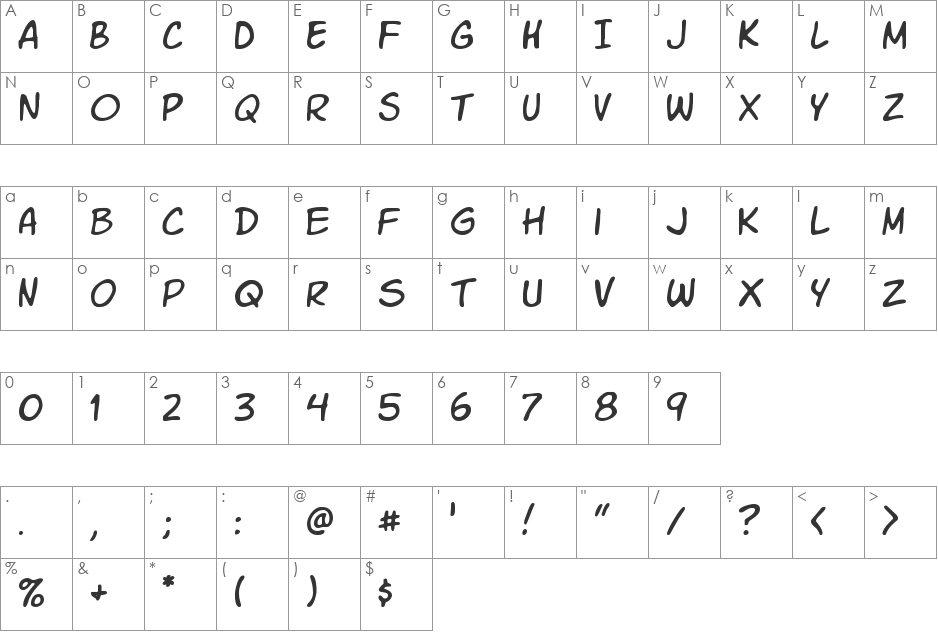 Komika Slim font character map preview
