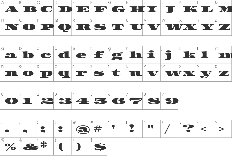 Asset font character map preview
