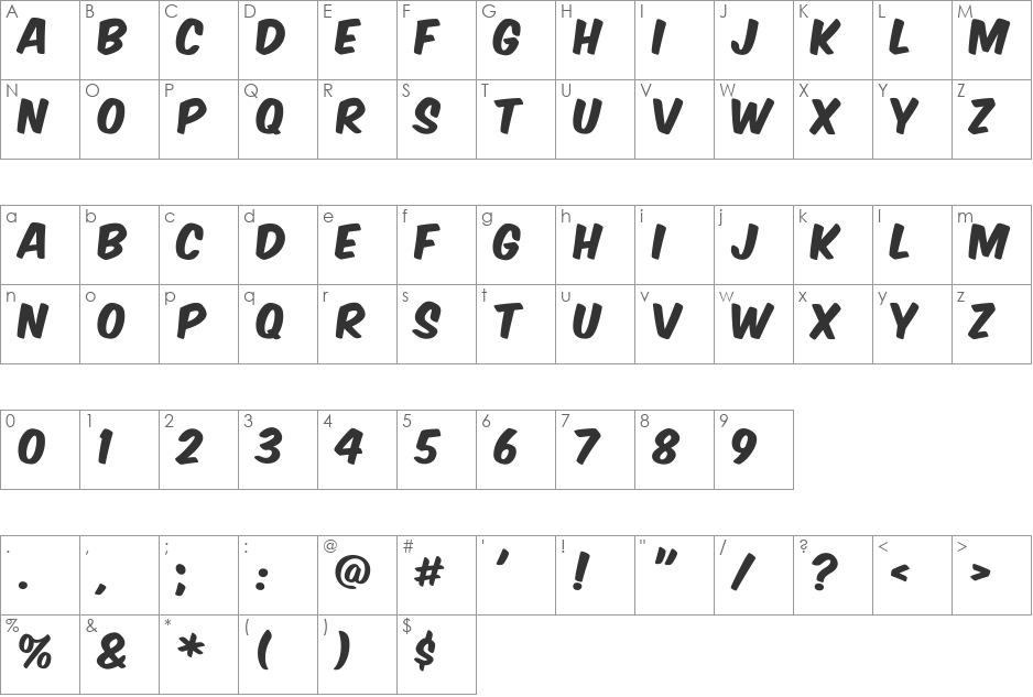 Komika Title - Axis font character map preview